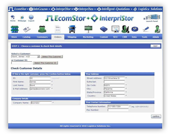 admin order quote customer info  ecomstor seo 3rd generation osCommerce compatible  ecommerce software webware