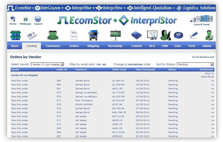 vendor order management  ecomstor seo 3rd generation osCommerce compatible  ecommerce software webware