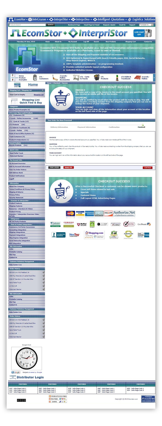 steps to checkout - success  ecomstor seo oscommerce compatible ecommerce software webware