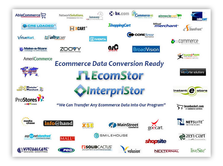 data conversion transfer  ecomstor seo 3rd generation osCommerce compatible  ecommerce software
