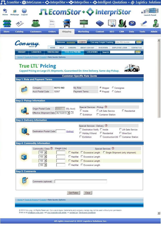 conway freight estimate