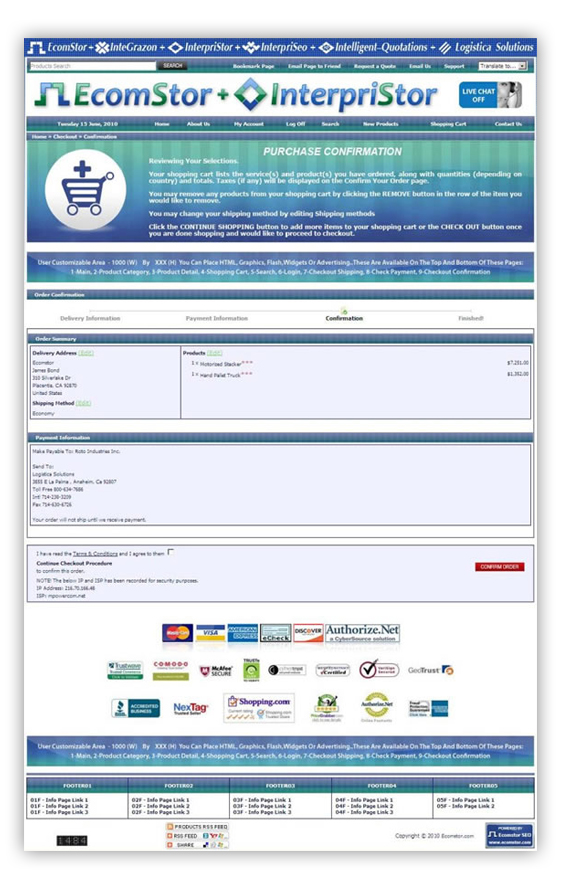 steps to checkout - confirmation - ecomstor seo oscommerce compatible ecommerce software webware