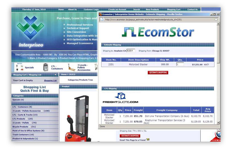 ecomstor seo  oscommerce compatible ecommerce software webware - innovations -  estimate freight