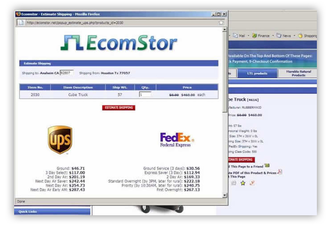 estimate freight quote - shipping management  ecomstor seo 3rd generation osCommerce compatible  ecommerce software webware