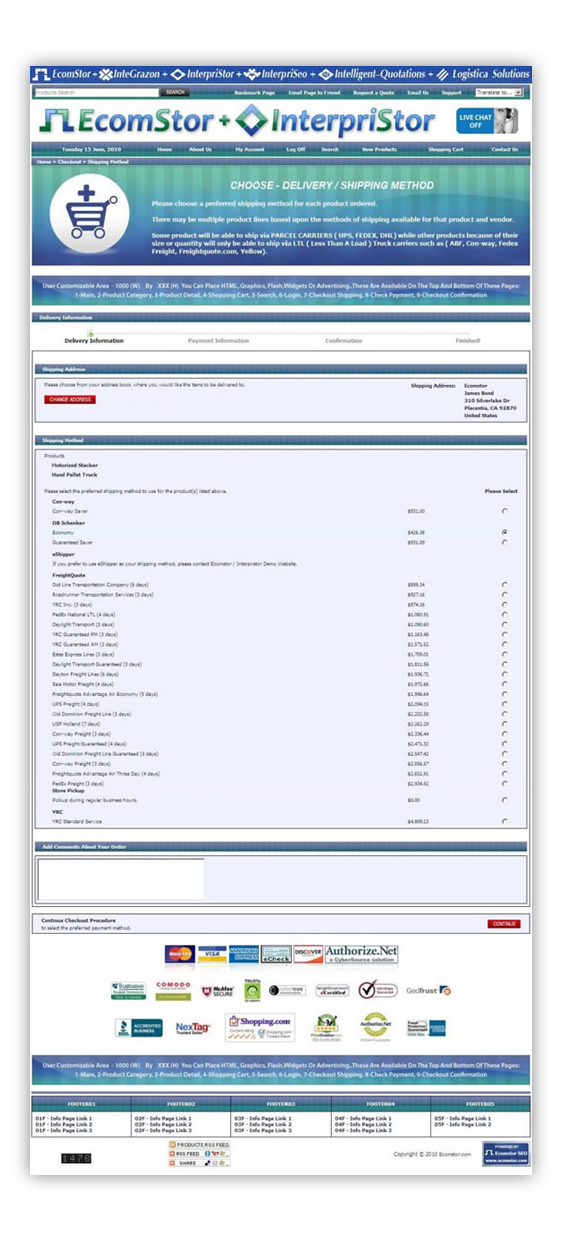 steps to checkout - freight - ecomstor seo oscommerce compatible ecommerce software webware 