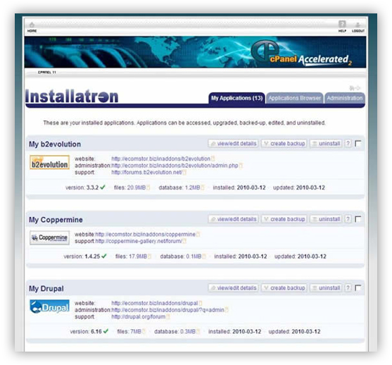 applications installatron integration  ecomstor seo 3rd generation osCommerce compatible  ecommerce software