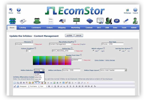 configure integrazon management ecomstor seo 3rd generation osCommerce compatible ecommerce software webware