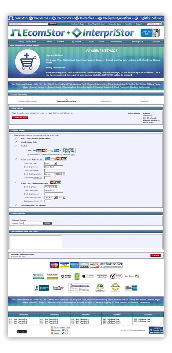 steps to checkout - payment - ecomstor seo oscommerce compatible ecommerce software webware 