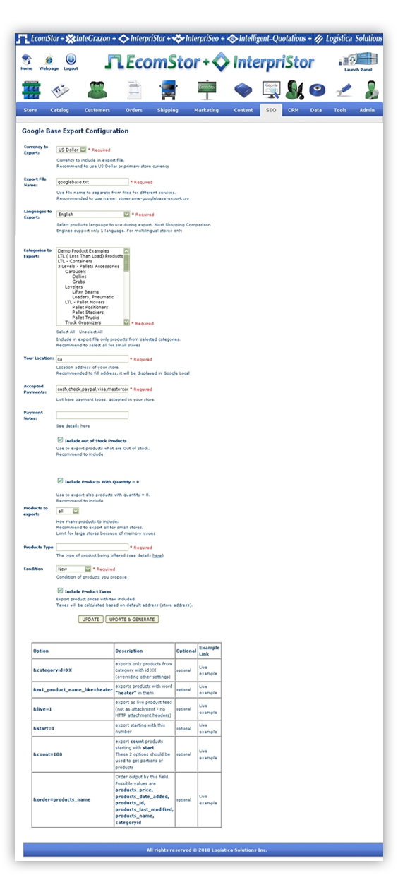 seo shop search engines  ecomstor seo 3rd generation osCommerce compatible  ecommerce software webware