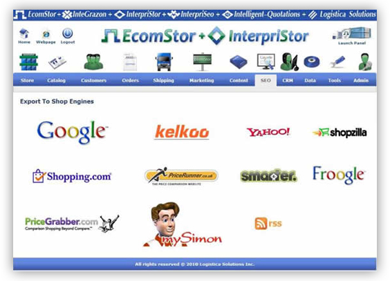 seo shop search engines  ecomstor seo 3rd generation osCommerce compatible  ecommerce software webware