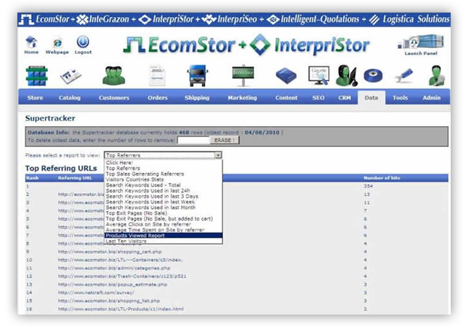 seo supertracker reports  ecomstor seo 3rd generation osCommerce compatible  ecommerce software webware