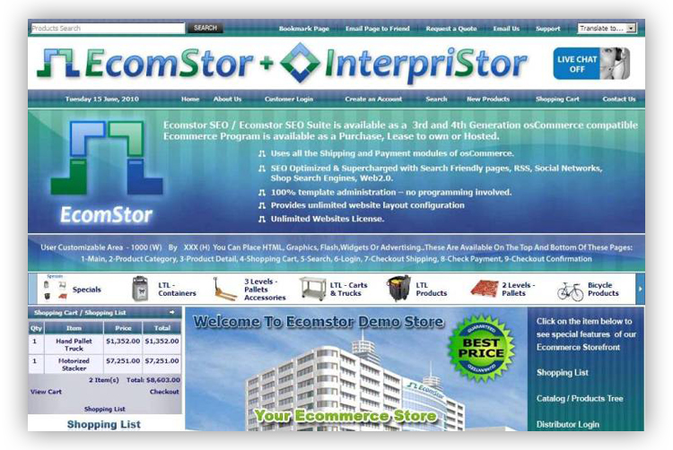 shopping cart on every page ecomstor seo  oscommerce compatible ecommerce software webware - innovations 