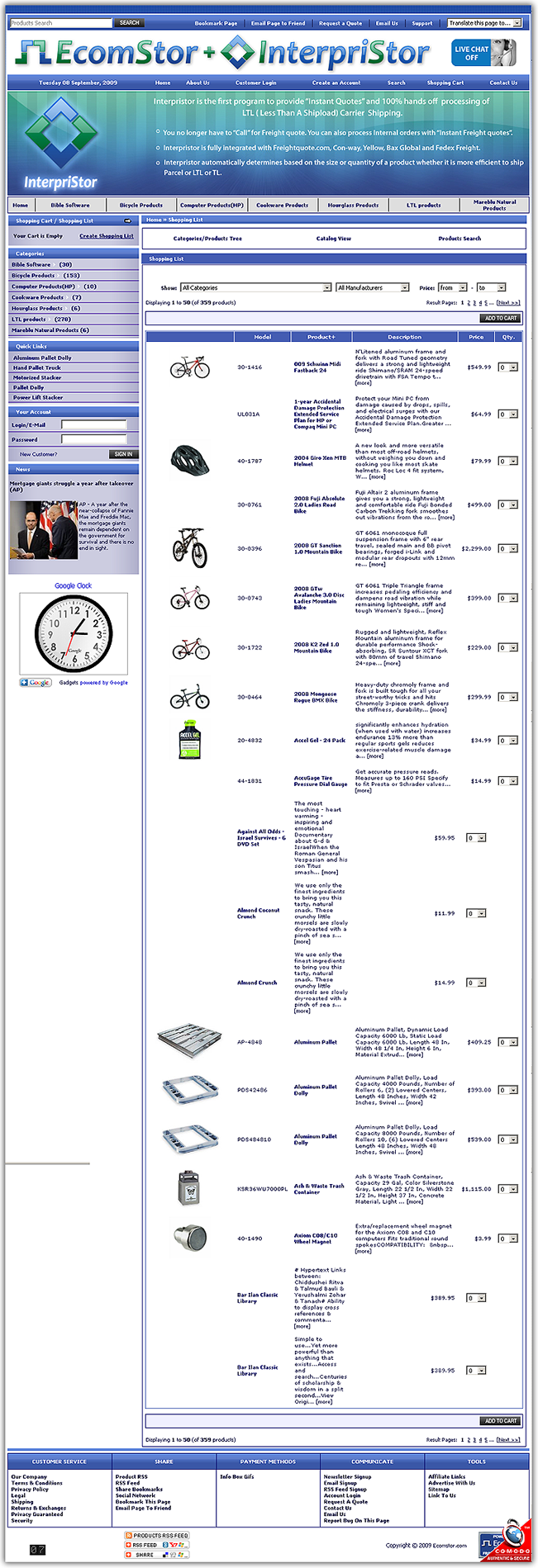 shopping list management screenshots -  ecomstor seo 3rd generation osCommerce compatible  ecommerce software webware