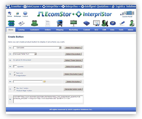 Quick Creation Of BUY Buttons for Other Websites - Fully Integrated Into Ecomstor / Interpristor