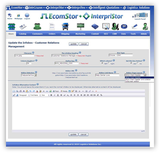 store info boxes ecomstor seo oscommerce compatible ecommerce software webware 
