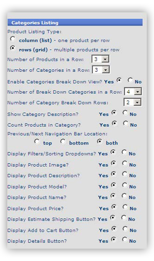 ecomstor seo oscommerce compatible ecommerce template configuration -  product category listings